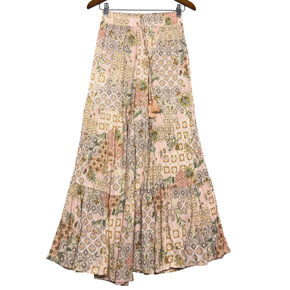 Blue B Collection Flowy Wide Leg Trousers Womens Small Pink Boho High Rise Pants
